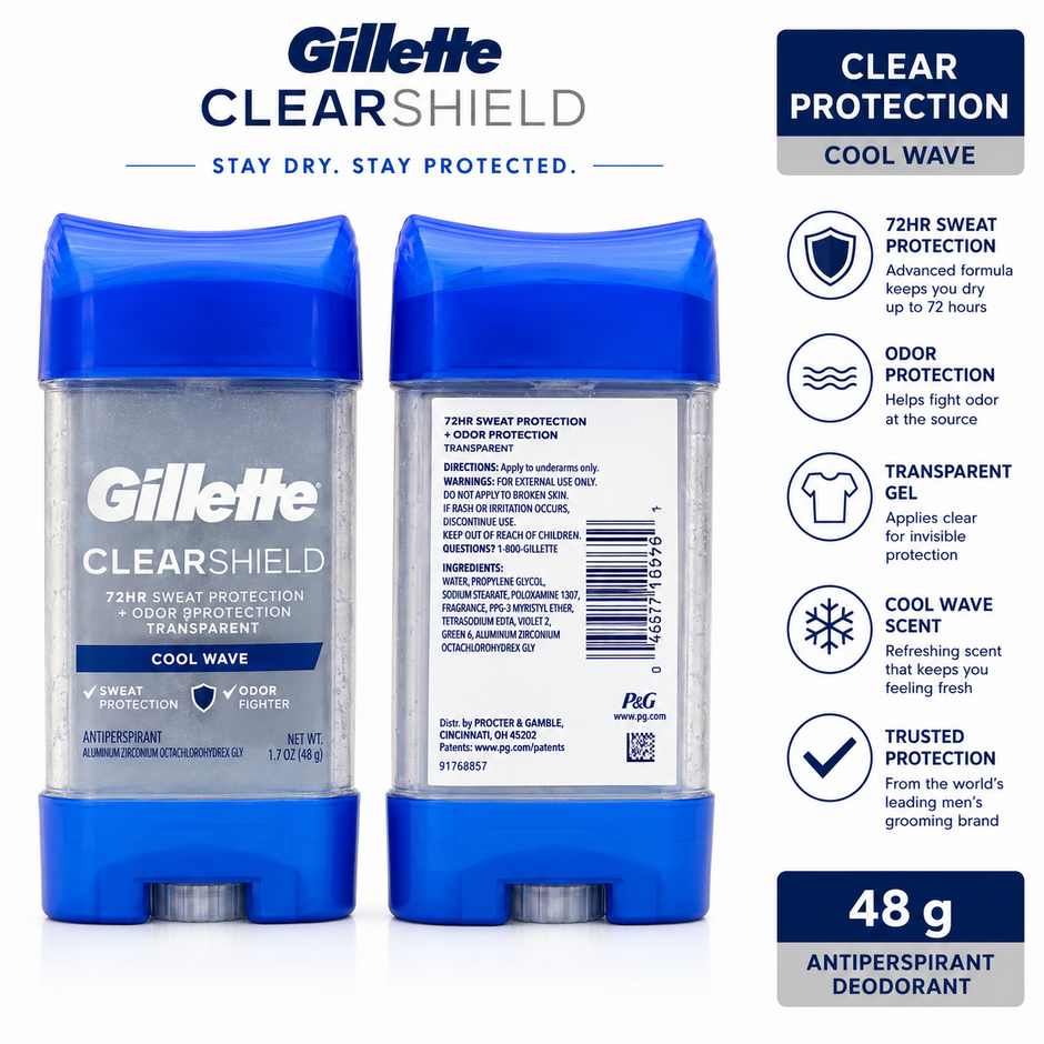 Gillette ClearShield Cool Wave Antiperspirant Deodorant Stick