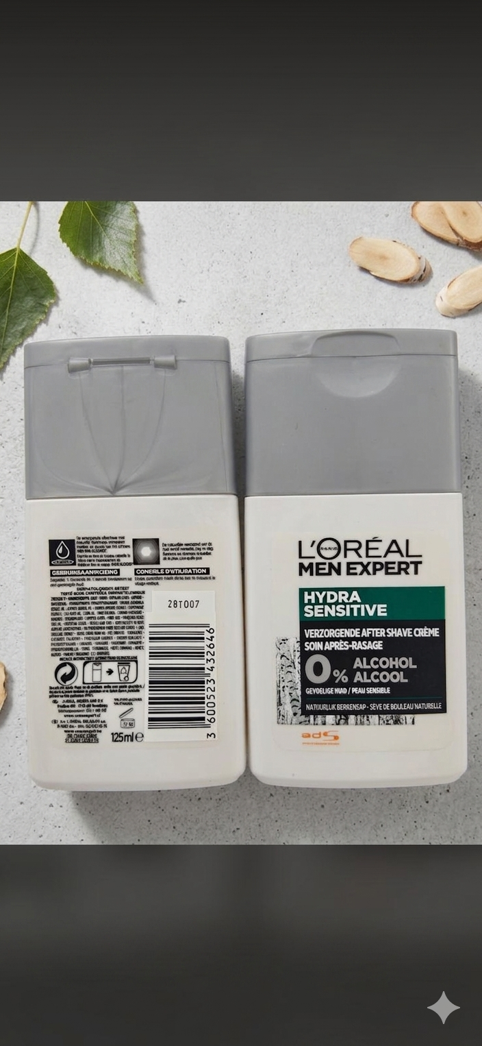L'ORÉAL PARIS Men Expert Hydra Sensitive 0% Alcohol After Shave Cream, 125ml