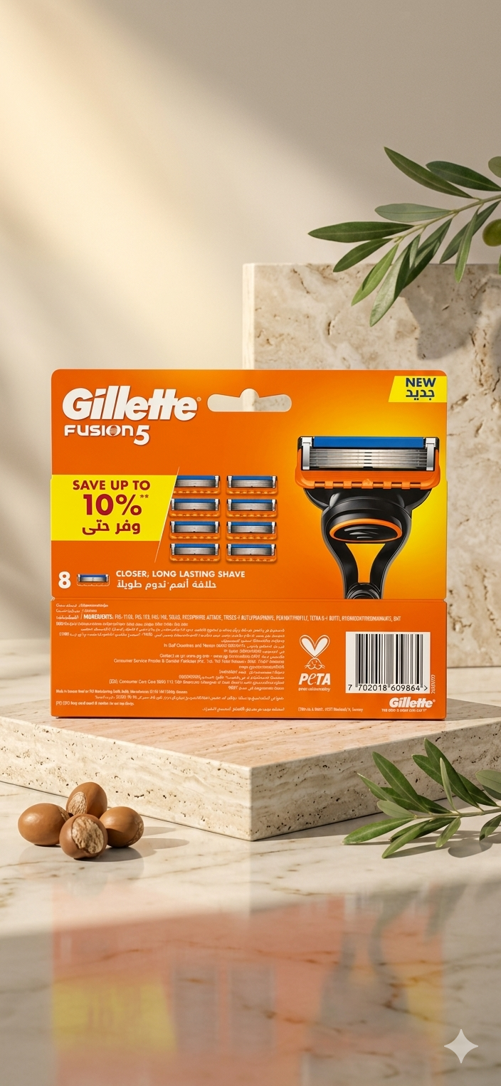 Gillette Fusion5 Razor Blades Refill Cartridges - 8 Count Pack + Flexible Handle - For a Close and Comfortable Shave