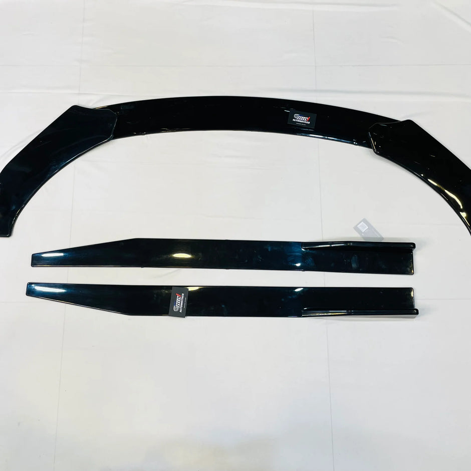 Universal 5 Pc Front Splitters And Side Skirts | Gloss Black | Aftermarket